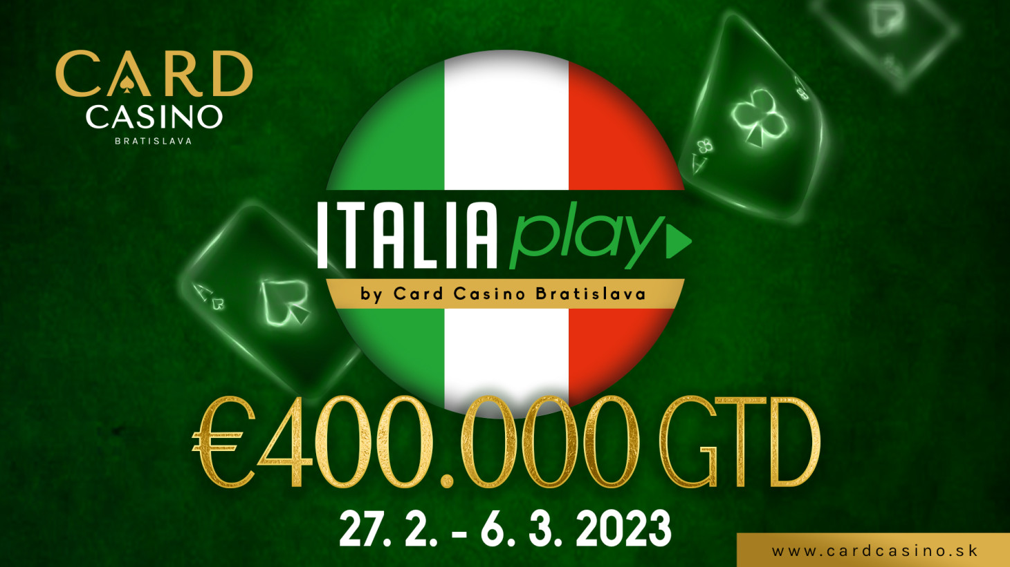 Das Italia Play Festival kommt ins Card Casino mit einer Garantie von 400.000 Euro