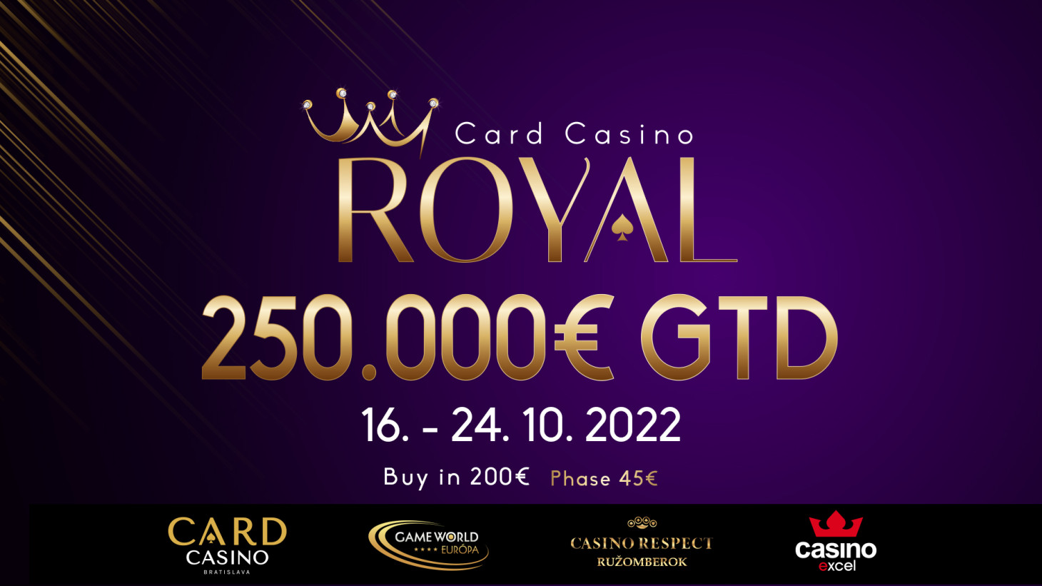 Unikátny Card Casino ROYAL 250.000€ GTD rozohrá flighty po celom Slovensku