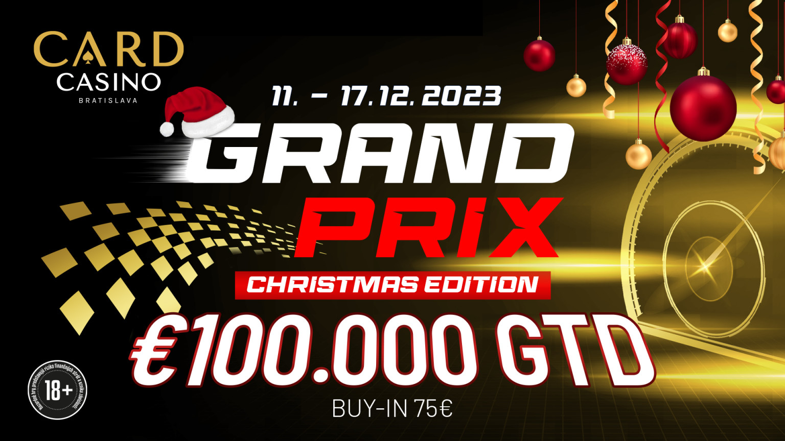 Reduced buy-in, same guarantee. Grand Prix Christmas Edition €100,000 gift