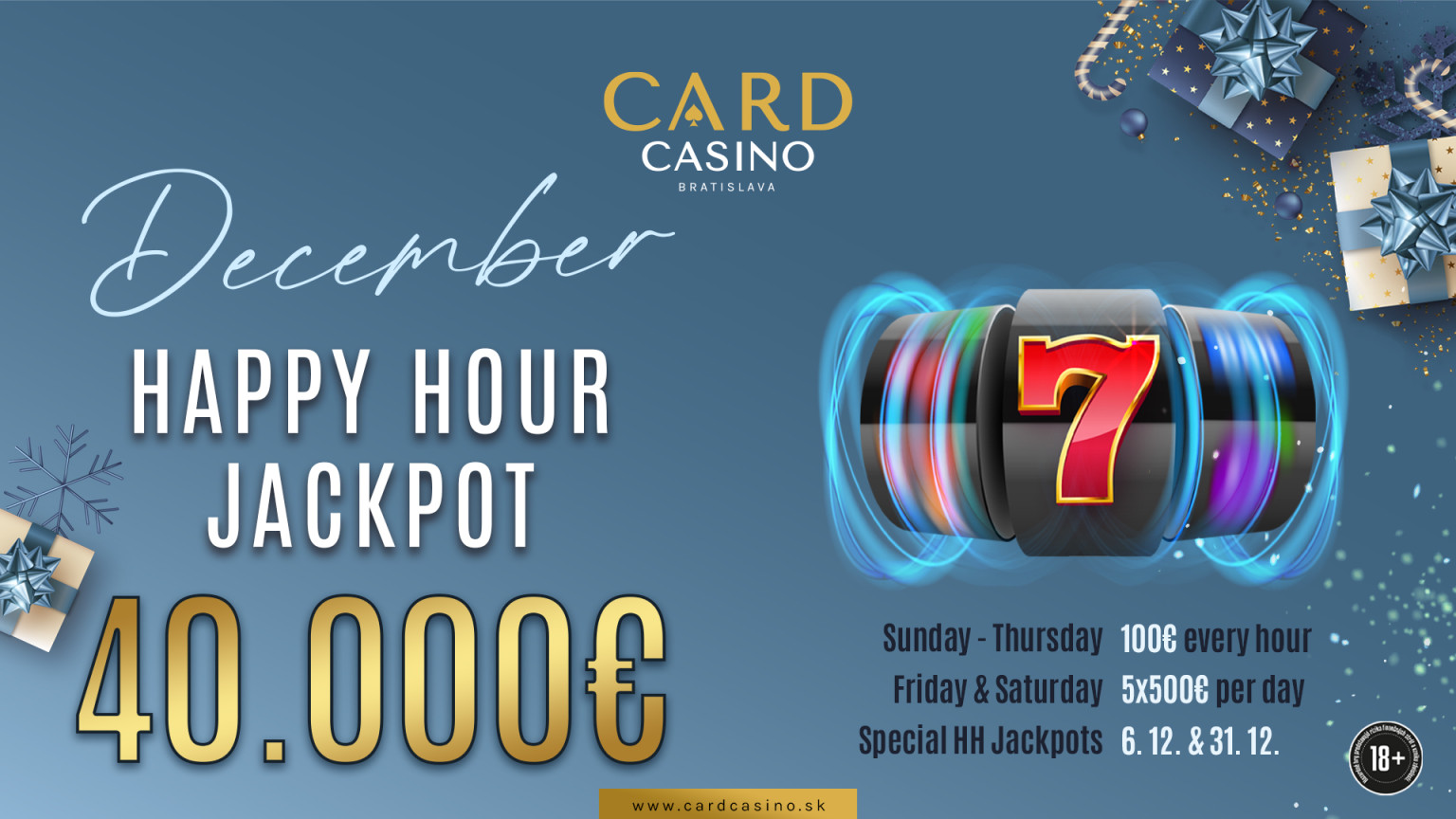 Great prizes throughout December! Redeem them with Happy Hour Jackpot