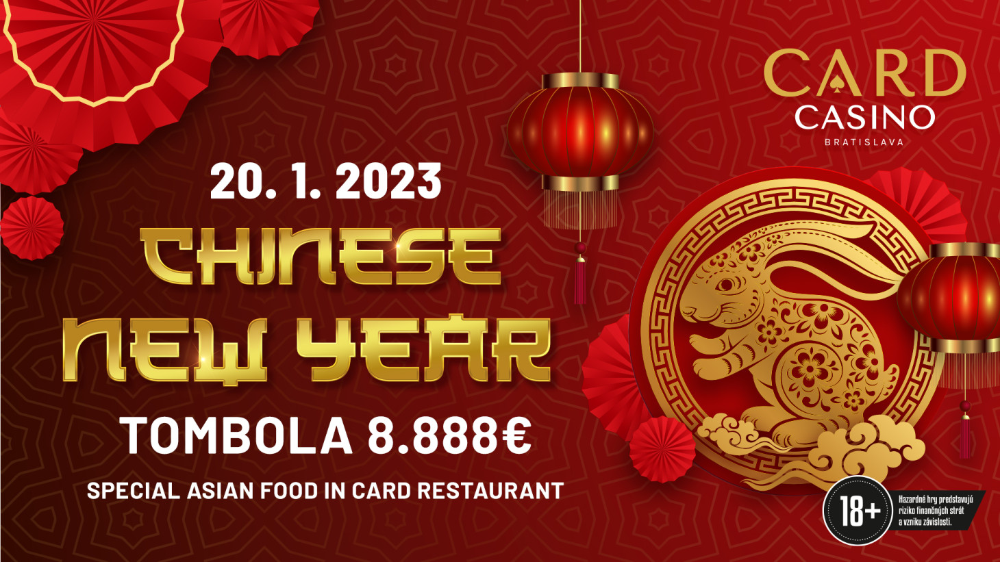 Príďte osláviť Čínsky Nový rok Zajaca s parádnou tombolou o 8.888€