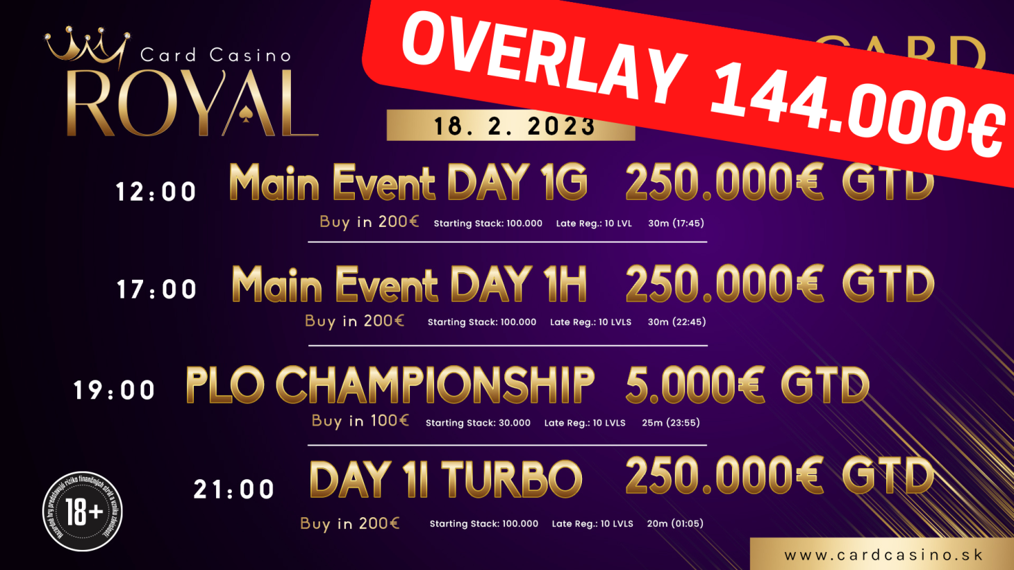 Das Royal wird wieder einmal die Pokertische füllen. Im Februar stehen 250.000 € GTD zu Buche!