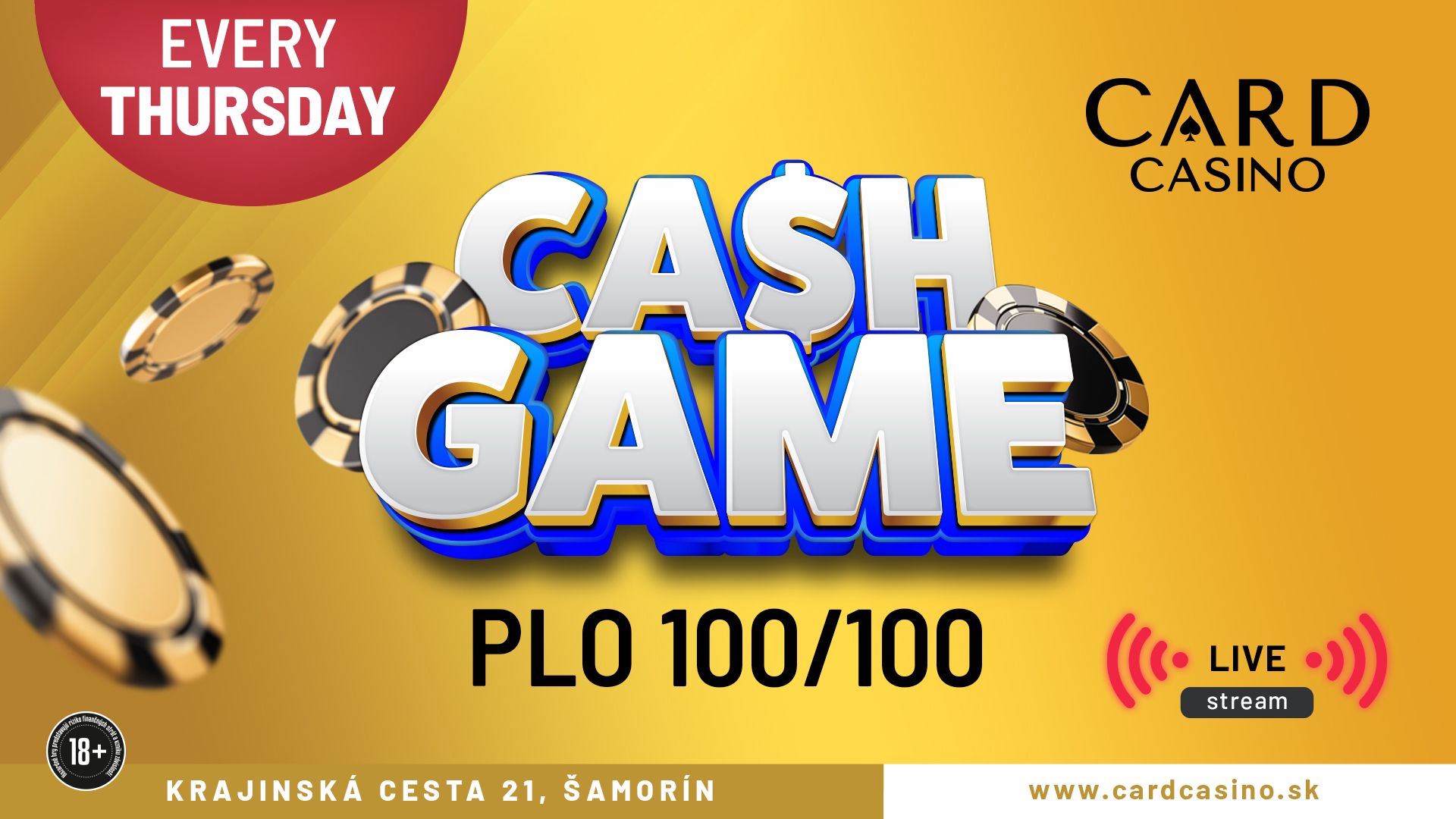 Cash Game PLO 100/100 – Donnerstags sind High-Stakes-Abende im Card Casino Šamorín
