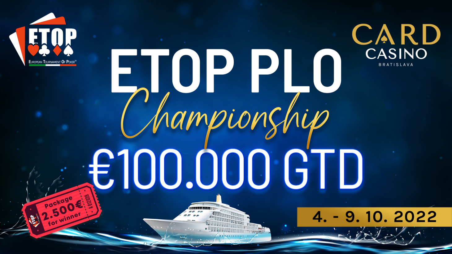 Októbrový ETOP so 100.000€ GTD láka Main Eventom i exkluzívnym High Rollerom